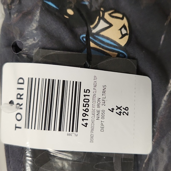 ❤️NWT VINTAGE TORRIID TEE - DISNEY PINOCCHIO KNOTCH CLIP NECK TOP - PLUS SIZE - Picture 7 of 13